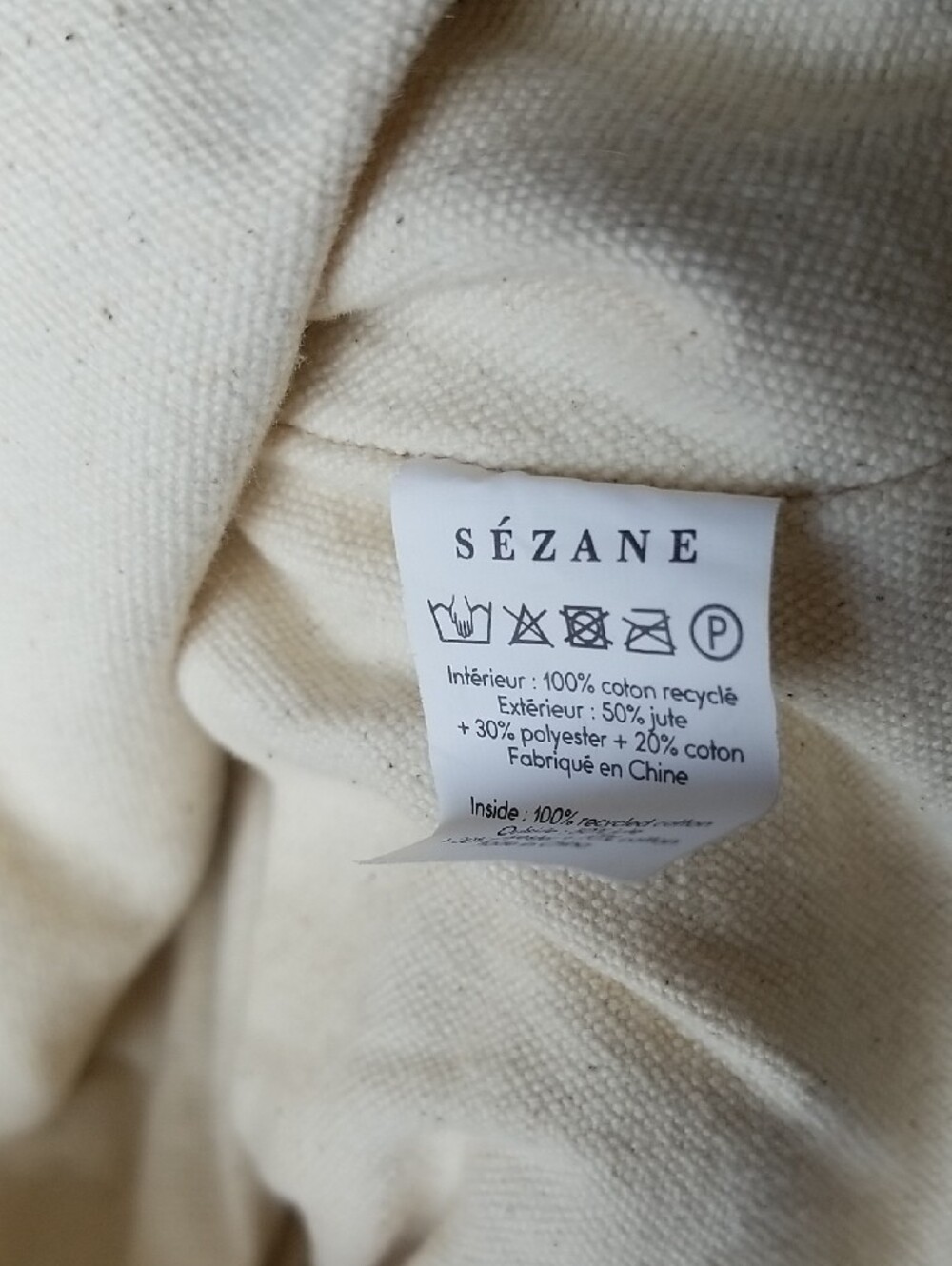 Sezane ECRU maxi canvas tote bag - Picture 6 of 10
